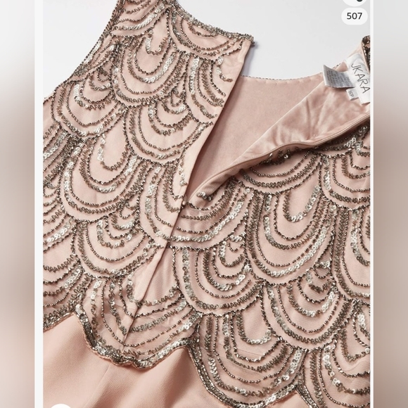 J kara Womens Sleeveless Beaded Pop Over Dress  with Scarf sz 10P NWT $209 - Picture 2 of 11